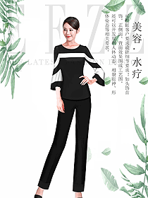 原創(chuàng)設(shè)計黑色女款美容會所服裝款式圖755