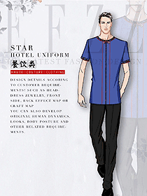原創(chuàng)制服設計淺藍色中餐服務員服裝款式圖2097