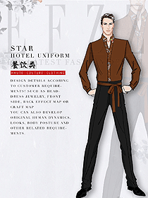 原創制服設計中餐服務員服裝款式圖2100