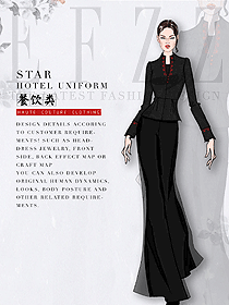 原創制服設計女款中餐服務員服裝款式圖2103