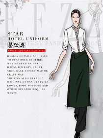 原創制服設計女款中餐服務員服裝款式圖2106