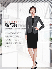 灰色女職業裝夏裝制服設計圖893