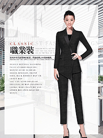 時尚黑色女秋冬職業裝制服設計圖1796