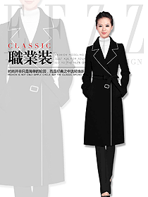 新款黑色女職業裝大衣制服設計圖286