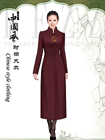 新款棗紅色女職業裝大衣制服設計圖289
