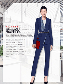 原創(chuàng)制服設計藏藍色女秋冬職業(yè)裝制服設計圖1801