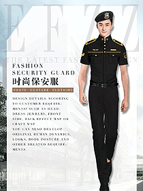 原創制服設計黑色短袖保安服款式效果圖388