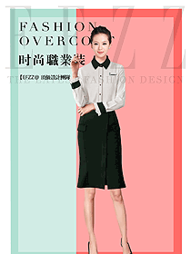 時尚灰色女職業(yè)裝長袖襯衫制服設計圖348