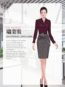 時尚女職業裝長袖襯衫制服設計圖381