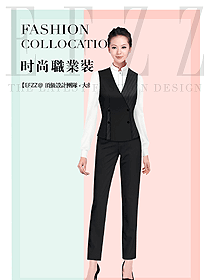 黑色雙排扣女職業(yè)裝馬夾款服裝款式圖351