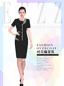 時尚短袖黑色女職業裝夏裝制服設計圖792