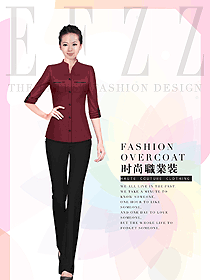 新款暗紅色女職業(yè)裝夏裝制服設(shè)計(jì)圖799