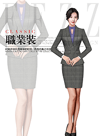 時尚灰色女職業裝夏裝制服設計圖948