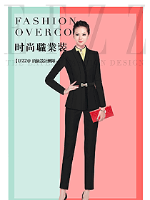 時尚黑色女秋冬職業裝制服設計圖1661