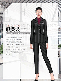 原創制服設計黑色條紋女秋冬職業裝設計圖1695