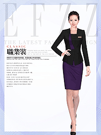 黑色女秋冬職業裝制服設計圖1729