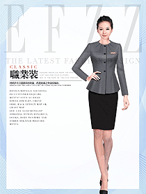 深灰色女秋冬職業裝制服設計圖1732