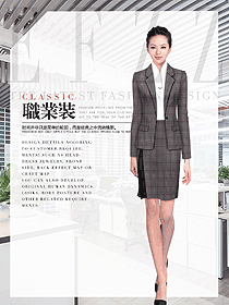 時尚條紋女秋冬職業裝制服設計圖1748