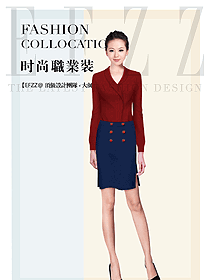 紅色女秋冬職業裝制服設計圖1761