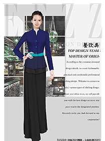 原創制服設計女款服務員服裝款式圖359