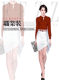 原創制服設計紅色女職業裝夏裝款式圖964