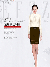 米黃色女款長袖襯衣酒店大堂制服設計圖1220