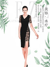 時尚黑色女款SPA水療會所咨客制服設計圖498