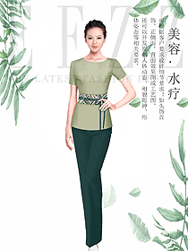 新款淺綠色女款按摩技師服款式設(shè)計(jì)圖1493