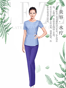 原創(chuàng)制服設計淺藍色女款按摩技師服裝款式圖1491
