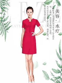 原創(chuàng)制服設計紅色女款按摩技師服裝款式圖1488