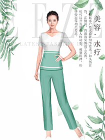 新款淺綠色女款按摩技師服款式設計圖1487