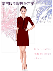 時尚紅色女款美容會所服裝款式圖733