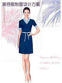 藍(lán)色女款美容技師制服設(shè)計(jì)圖729