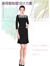 黑色女款美容技師制服設計圖726