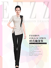 灰色短袖女款美容會所服裝款式圖704