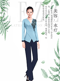 淺藍色女款美容技師制服設計圖684
