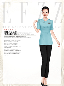 韓版淺藍色女款美容會所服裝款式圖683