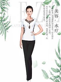 白色短袖女款美容會(huì)所服裝款式圖677