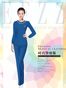 藍色女款醫療美容制服設計圖628