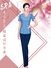 時尚短袖女款美容技師制服設計圖794
