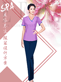 原創設計淺紫色美容技師服裝款式圖796