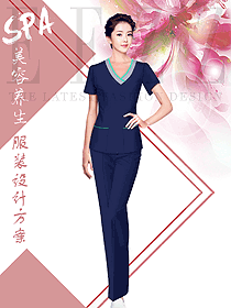 時尚藏藍色女款醫(yī)療美容制服設(shè)計圖814