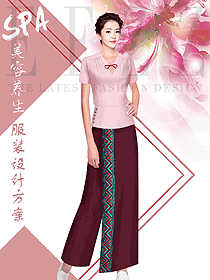 時尚淺粉色短袖女款醫(yī)療美容制服設計圖820