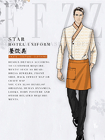 淺卡其色男款快餐廳服務(wù)員制服設(shè)計圖403