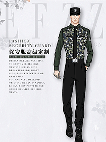 時尚長袖男款保安服交警制服設計圖432