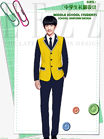 時尚黃色長袖男款學(xué)生服校服款式設(shè)計圖117