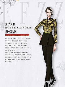 原創制服設計中餐服務員服裝款式圖2146