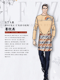 長袖男款快餐廳服務員制服設計圖405