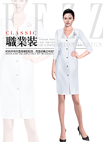時尚優雅白女職業裝夏裝制服設計圖989
