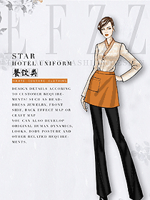 長袖女款快餐廳服務(wù)員制服設(shè)計(jì)圖407